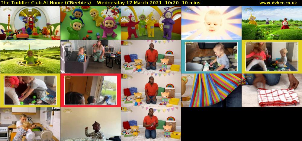 The Toddler Club at Home (CBeebies) Wednesday 17 March 2021 10:20 - 10:30