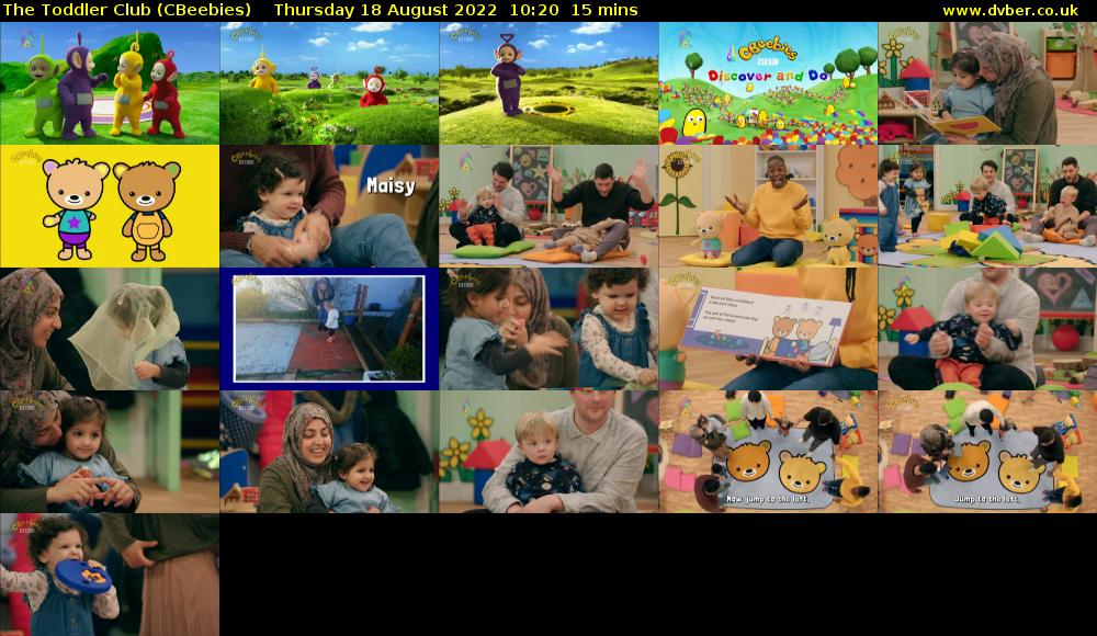 The Toddler Club (CBeebies) Thursday 18 August 2022 10:20 - 10:35
