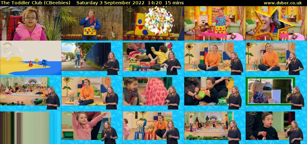 The Toddler Club (CBeebies) Saturday 3 September 2022 14:20 - 14:35