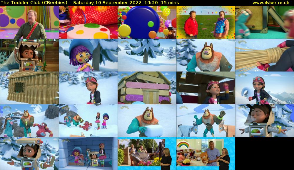 The Toddler Club (CBeebies) Saturday 10 September 2022 14:20 - 14:35