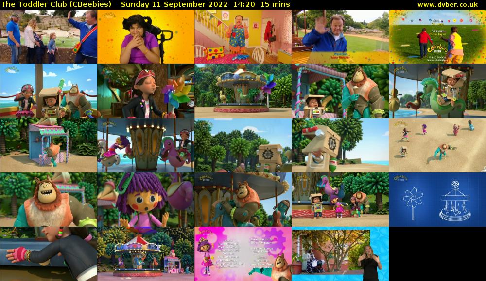 The Toddler Club (CBeebies) Sunday 11 September 2022 14:20 - 14:35
