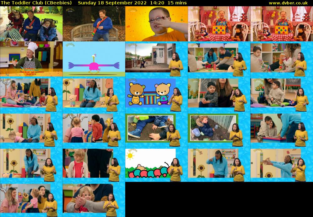 The Toddler Club (CBeebies) Sunday 18 September 2022 14:20 - 14:35