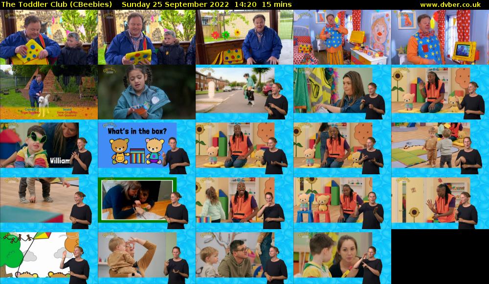 The Toddler Club (CBeebies) Sunday 25 September 2022 14:20 - 14:35