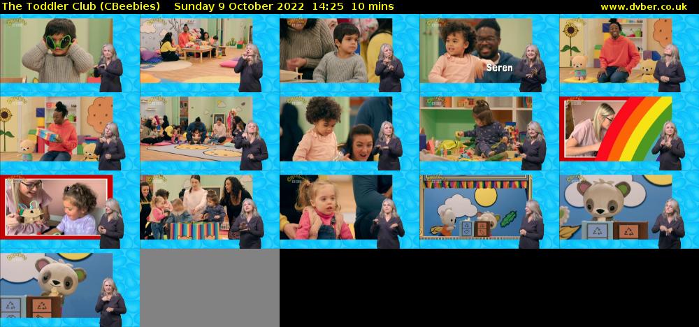 The Toddler Club (CBeebies) Sunday 9 October 2022 14:25 - 14:35
