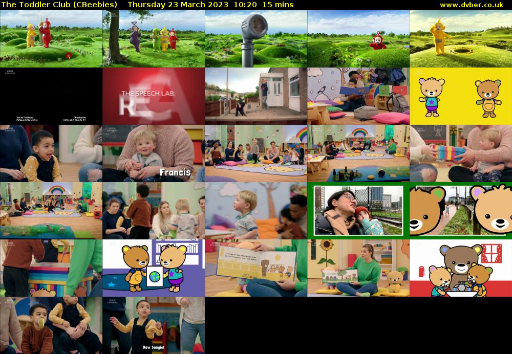 The Toddler Club (CBeebies) Thursday 23 March 2023 10:20 - 10:35