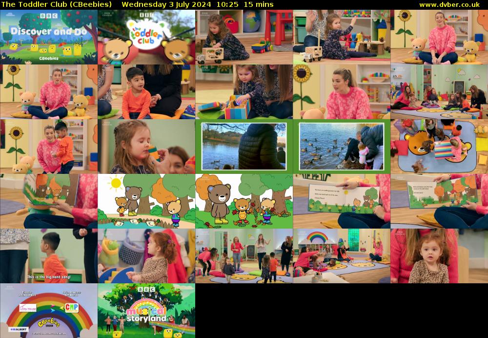 The Toddler Club (CBeebies) Wednesday 3 July 2024 10:25 - 10:40