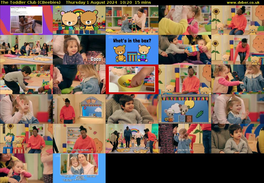 The Toddler Club (CBeebies) Thursday 1 August 2024 10:20 - 10:35