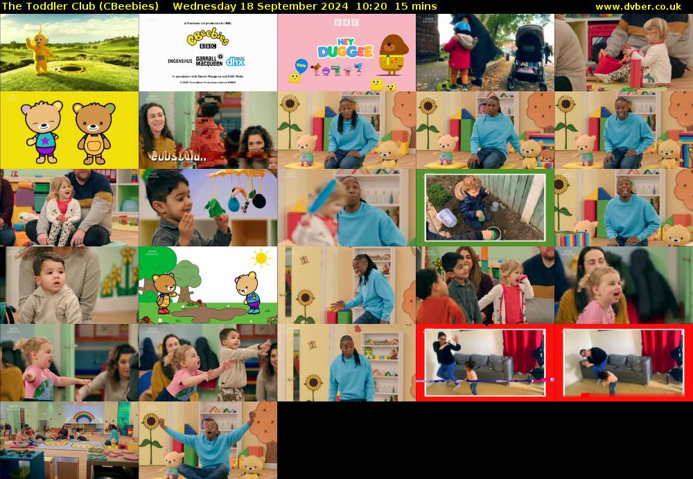 The Toddler Club (CBeebies) Wednesday 18 September 2024 10:20 - 10:35