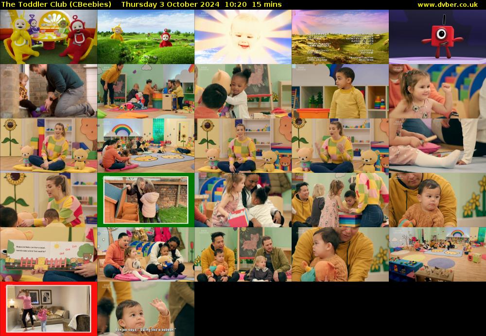 The Toddler Club (CBeebies) Thursday 3 October 2024 10:20 - 10:35