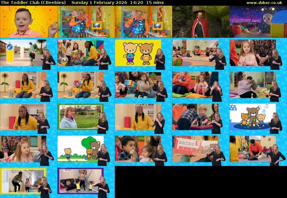 The Toddler Club (CBeebies) Sunday 1 February 2026 14:20 - 14:35