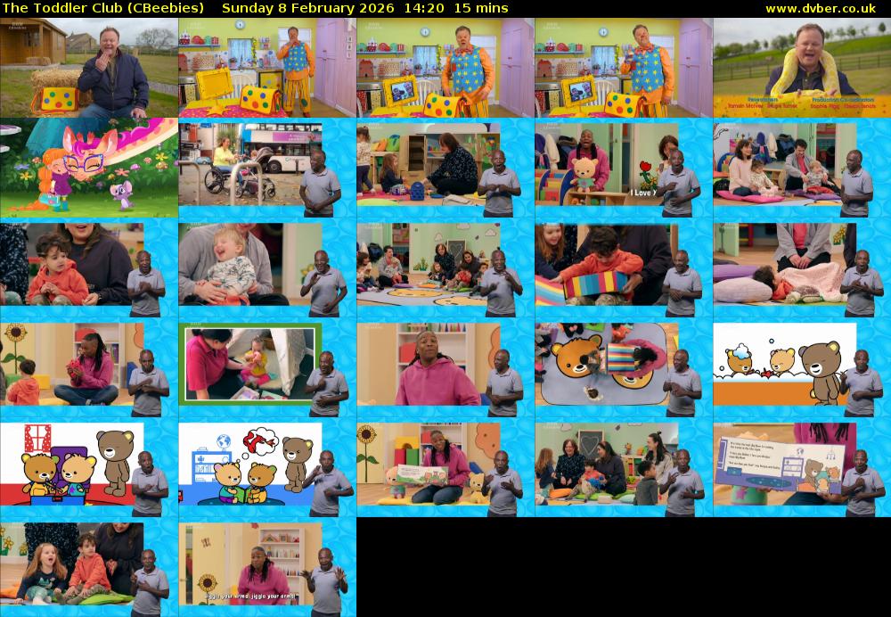 The Toddler Club (CBeebies) Sunday 8 February 2026 14:20 - 14:35