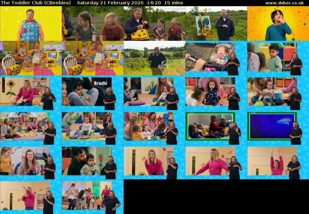 The Toddler Club (CBeebies) Saturday 21 February 2026 14:20 - 14:35