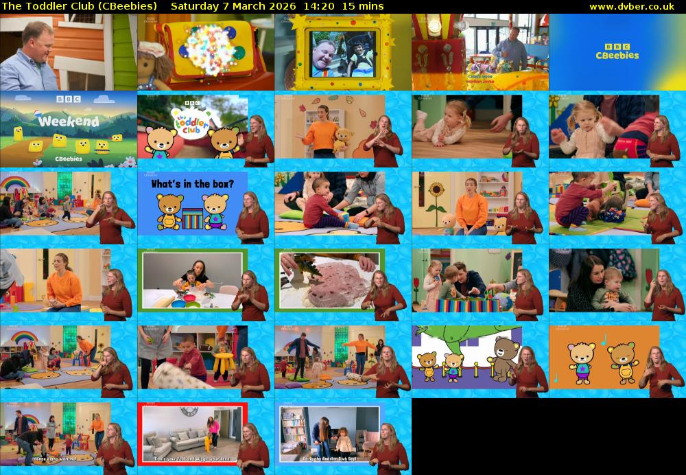 The Toddler Club (CBeebies) Saturday 7 March 2026 14:20 - 14:35