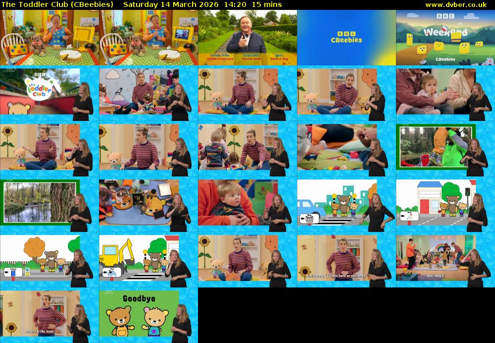 The Toddler Club (CBeebies) Saturday 14 March 2026 14:20 - 14:35
