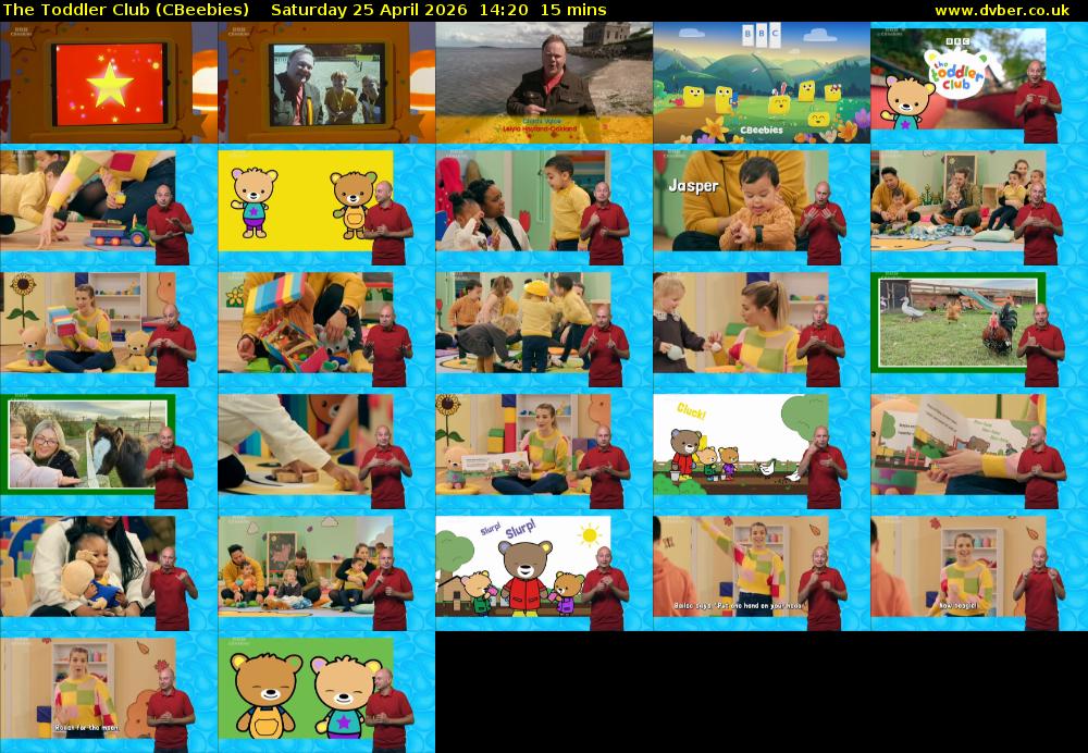 The Toddler Club (CBeebies) Saturday 25 April 2026 14:20 - 14:35