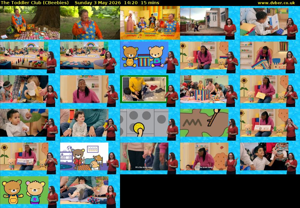 The Toddler Club (CBeebies) Sunday 3 May 2026 14:20 - 14:35