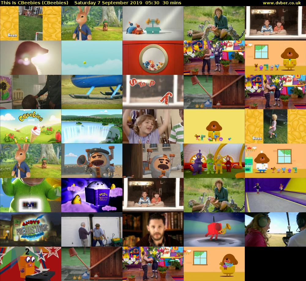 This Is CBeebies (CBeebies) Saturday 7 September 2019 05:30 - 06:00