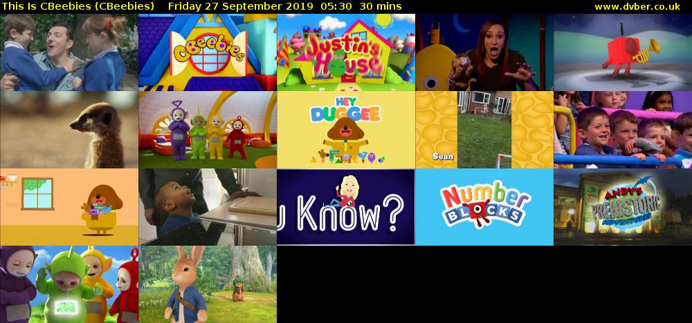 This Is CBeebies (CBeebies) Friday 27 September 2019 05:30 - 06:00
