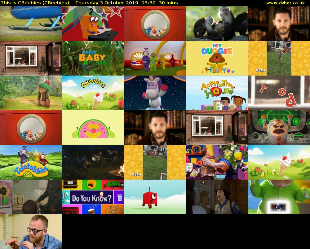 This Is CBeebies (CBeebies) Thursday 3 October 2019 05:30 - 06:00