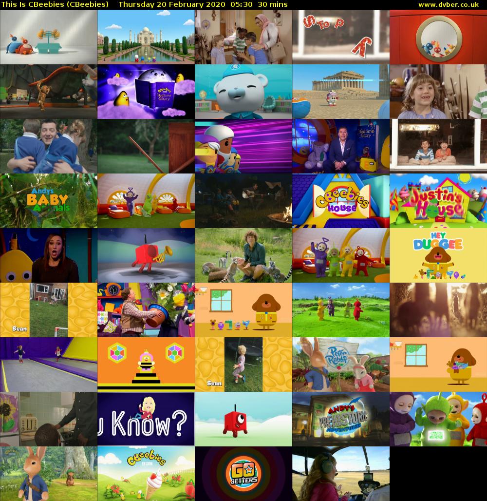 This Is CBeebies (CBeebies) Thursday 20 February 2020 05:30 - 06:00
