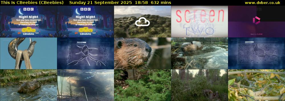 This Is CBeebies (CBeebies) Sunday 21 September 2025 18:58 - 05:30