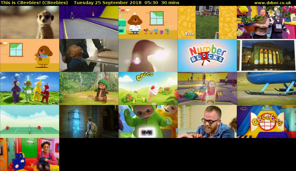 This is CBeebies! (CBeebies) Tuesday 25 September 2018 05:30 - 06:00