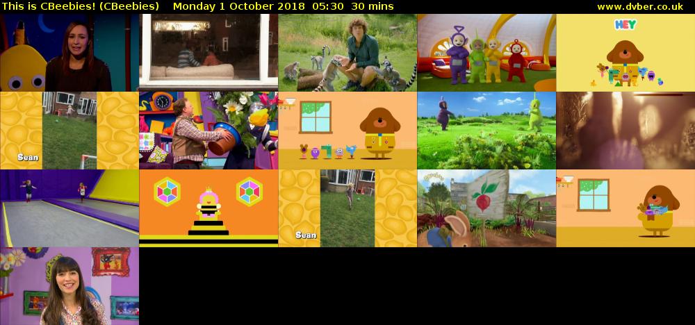 This is CBeebies! (CBeebies) Monday 1 October 2018 05:30 - 06:00