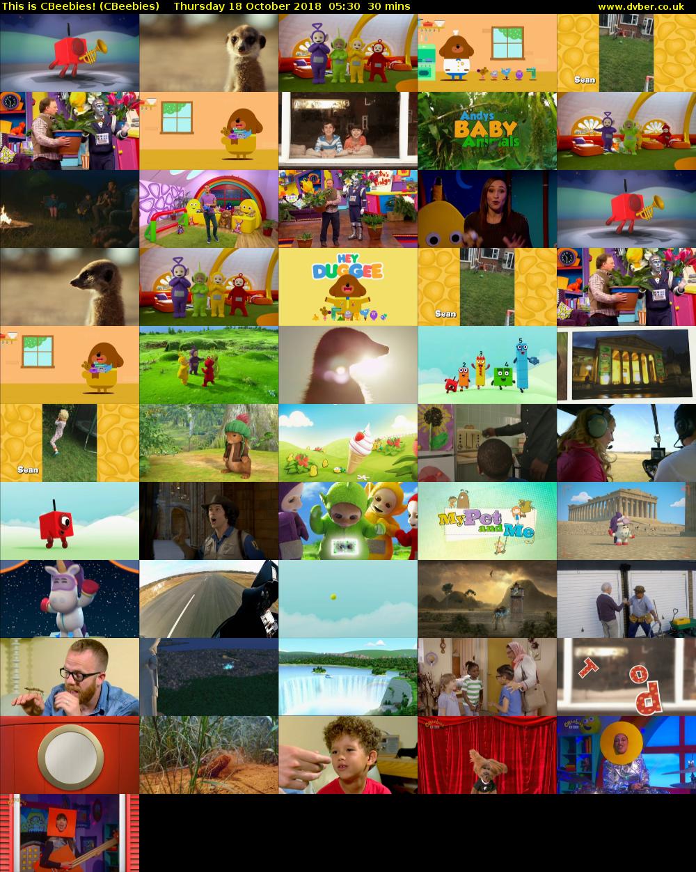 This is CBeebies! (CBeebies) Thursday 18 October 2018 05:30 - 06:00