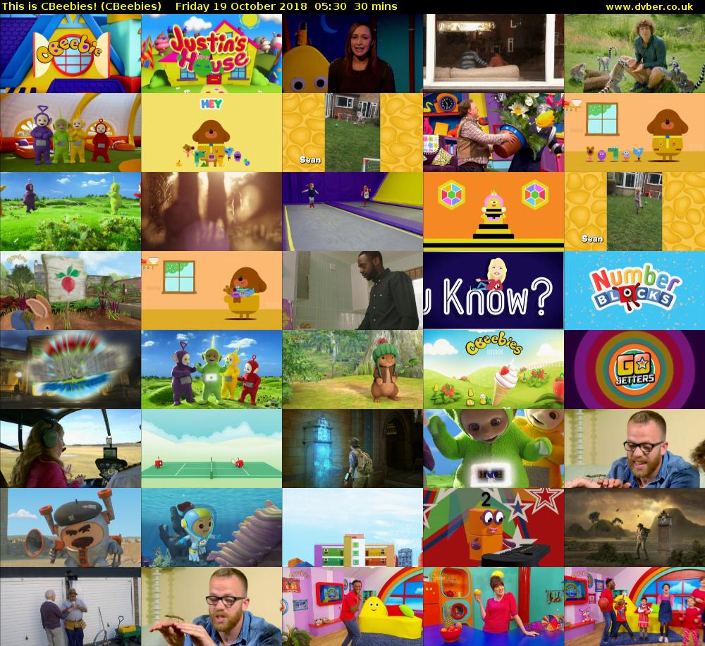This is CBeebies! (CBeebies) Friday 19 October 2018 05:30 - 06:00