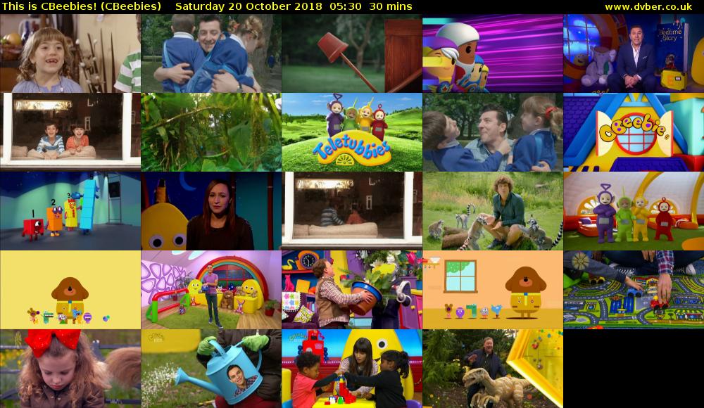 This is CBeebies! (CBeebies) Saturday 20 October 2018 05:30 - 06:00