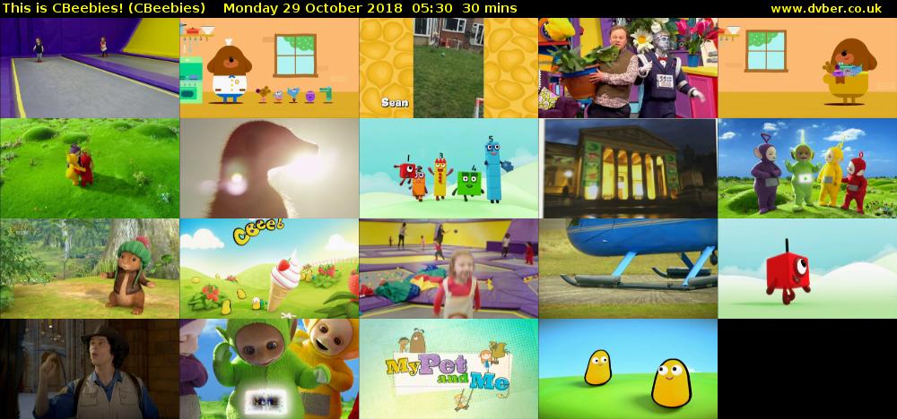 This is CBeebies! (CBeebies) Monday 29 October 2018 05:30 - 06:00