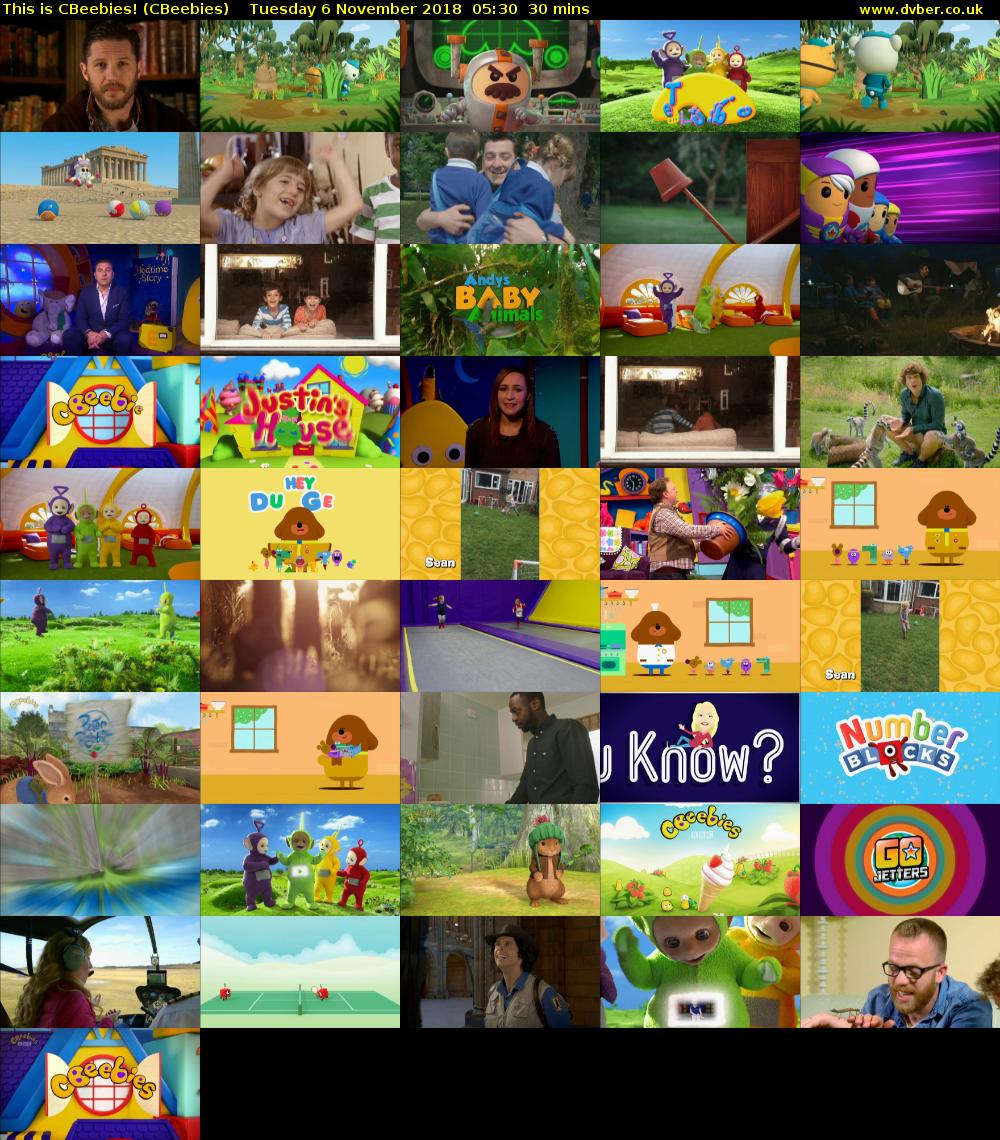 This is CBeebies! (CBeebies) Tuesday 6 November 2018 05:30 - 06:00