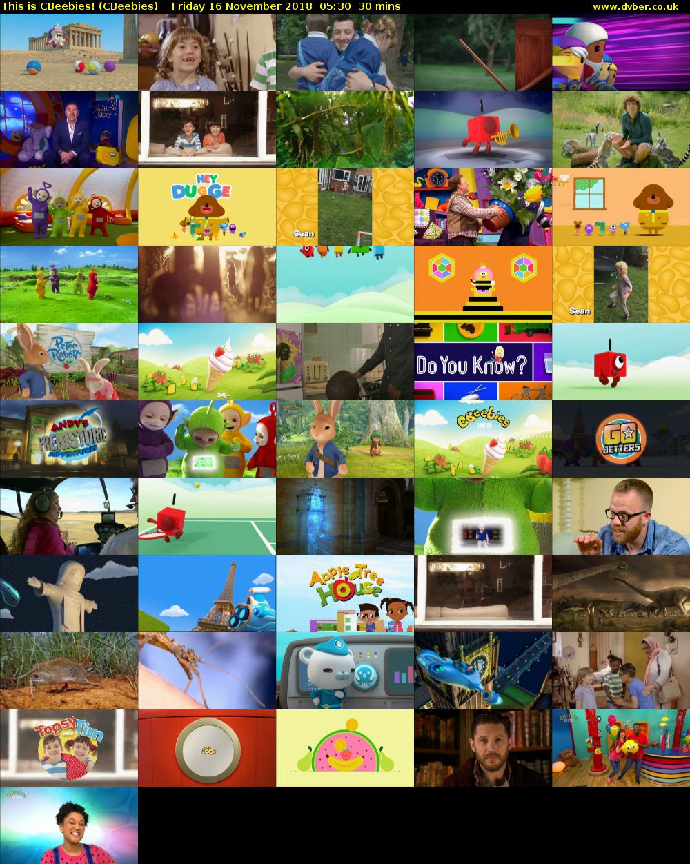 This is CBeebies! (CBeebies) Friday 16 November 2018 05:30 - 06:00