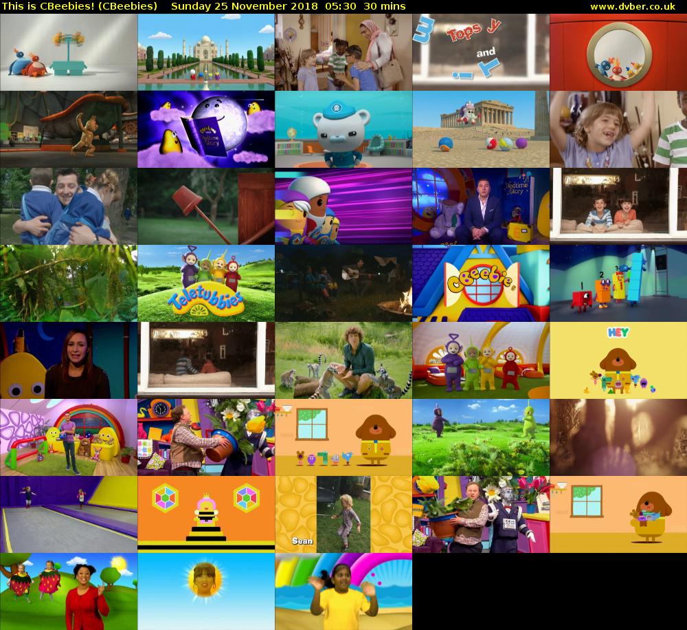 This is CBeebies! (CBeebies) Sunday 25 November 2018 05:30 - 06:00
