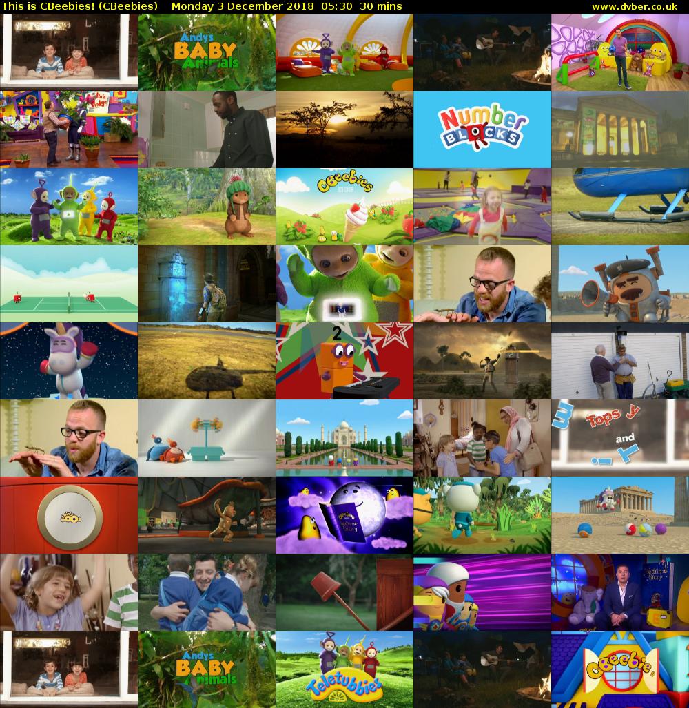 This is CBeebies! (CBeebies) Monday 3 December 2018 05:30 - 06:00