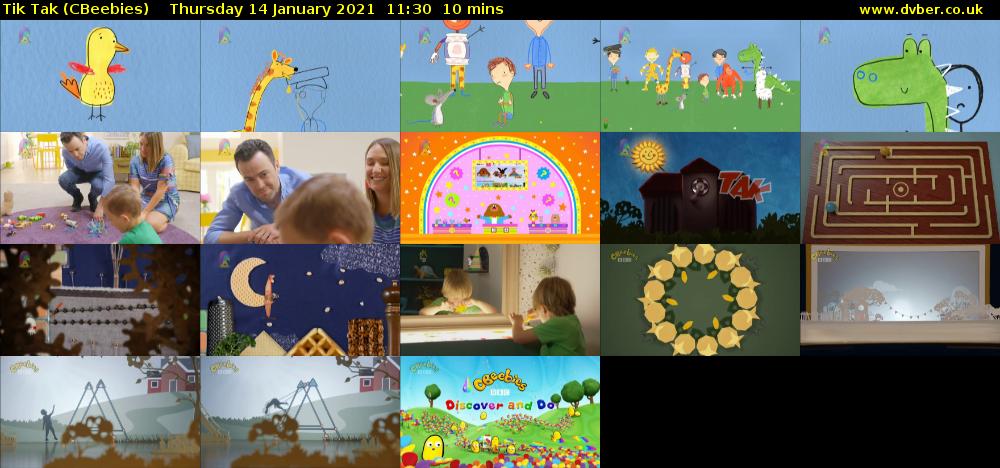 Tik Tak (CBeebies) Thursday 14 January 2021 11:30 - 11:40