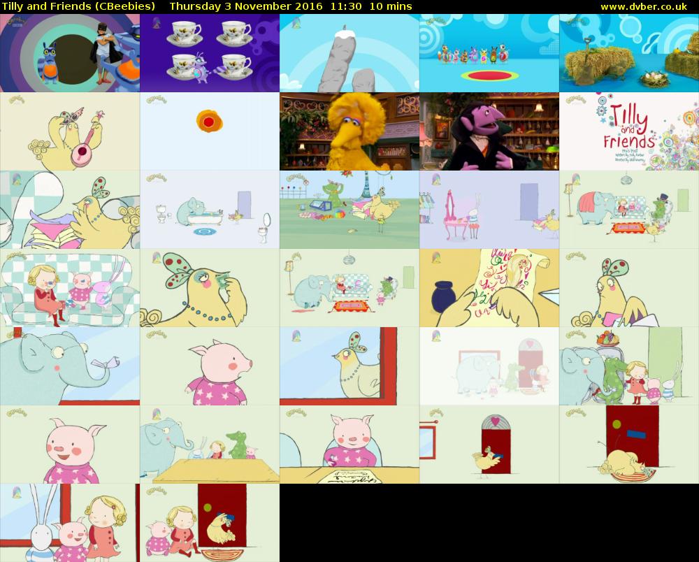 Tilly and Friends (CBeebies) Thursday 3 November 2016 11:30 - 11:40