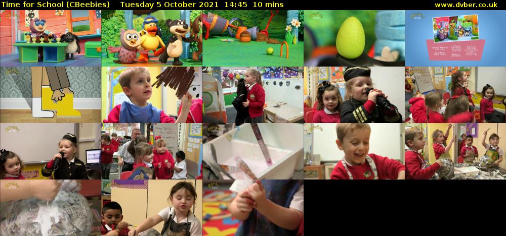 Time for School (CBeebies) Tuesday 5 October 2021 14:45 - 14:55
