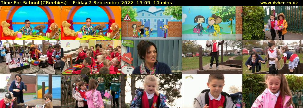 Time for School (CBeebies) Friday 2 September 2022 15:05 - 15:15