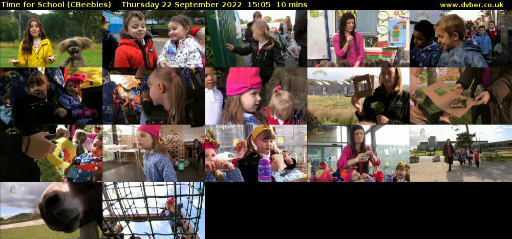 Time for School (CBeebies) Thursday 22 September 2022 15:05 - 15:15