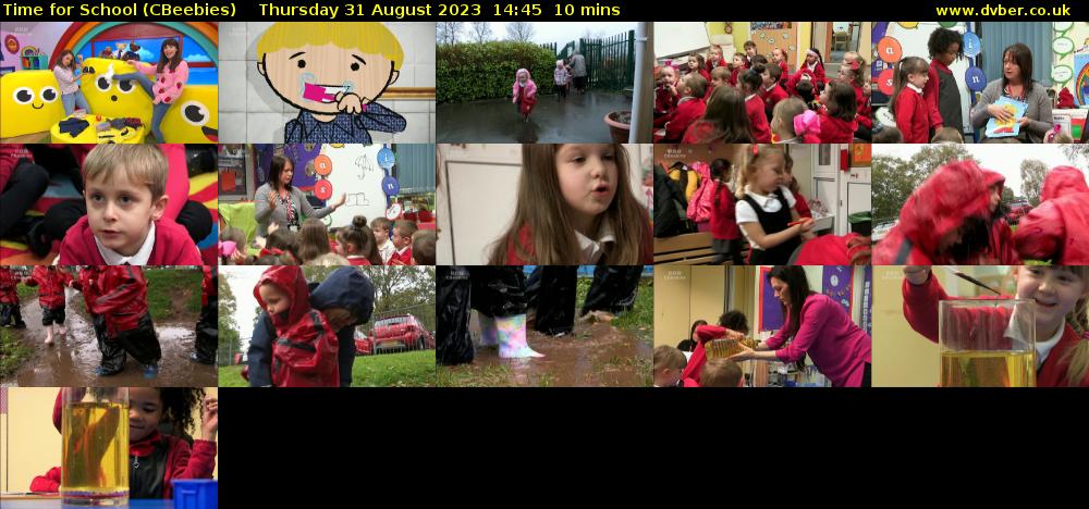 Time for School (CBeebies) Thursday 31 August 2023 14:45 - 14:55