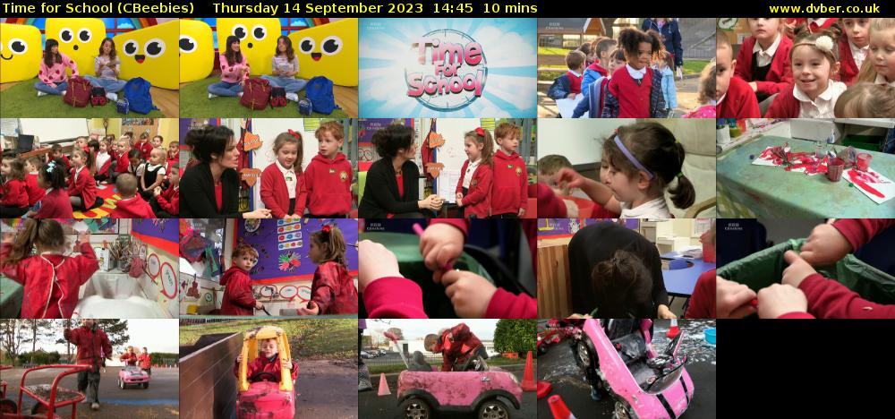 Time for School (CBeebies) Thursday 14 September 2023 14:45 - 14:55