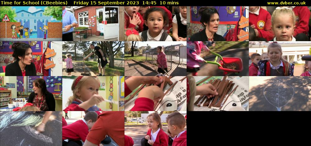 Time for School (CBeebies) Friday 15 September 2023 14:45 - 14:55