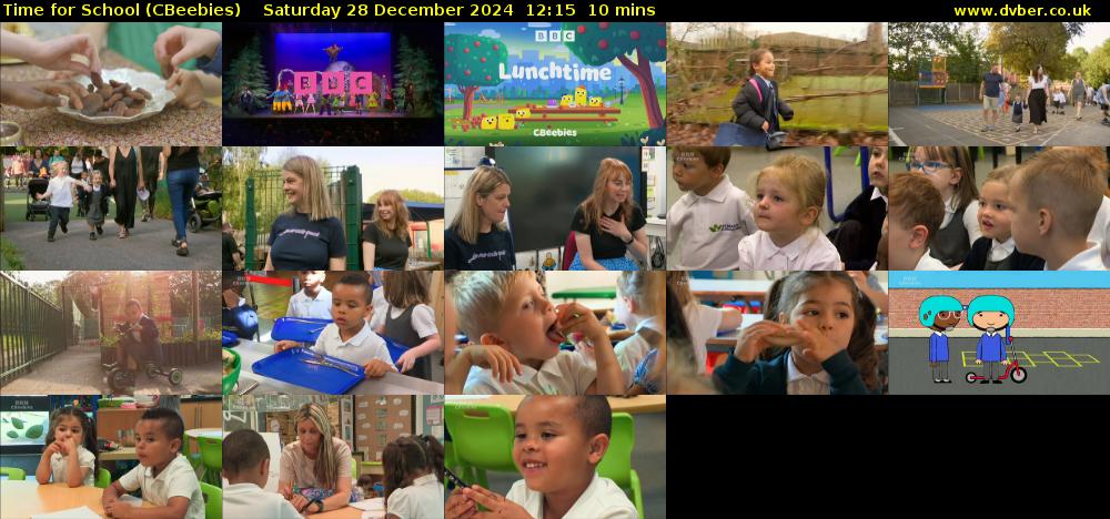 Time for School (CBeebies) Saturday 28 December 2024 12:15 - 12:25