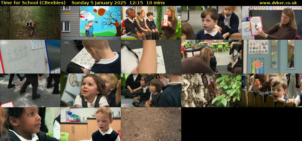 Time for School (CBeebies) Sunday 5 January 2025 12:15 - 12:25
