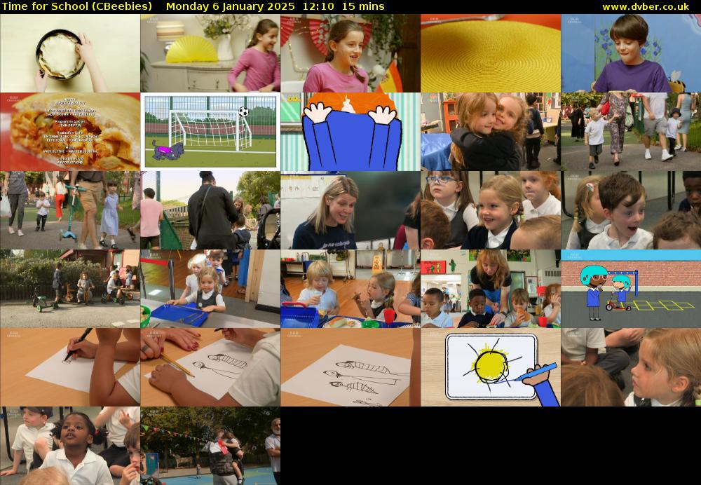 Time for School (CBeebies) Monday 6 January 2025 12:10 - 12:25
