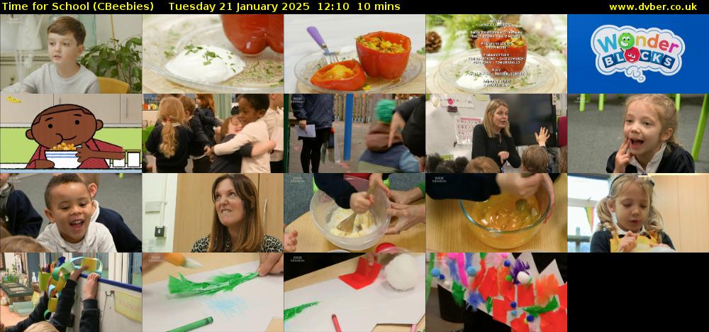 Time for School (CBeebies) Tuesday 21 January 2025 12:10 - 12:20