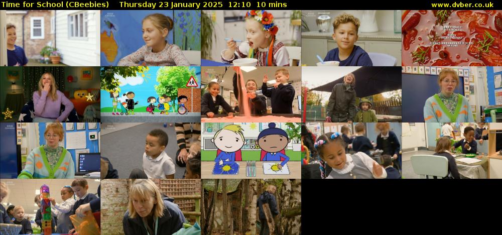 Time for School (CBeebies) Thursday 23 January 2025 12:10 - 12:20