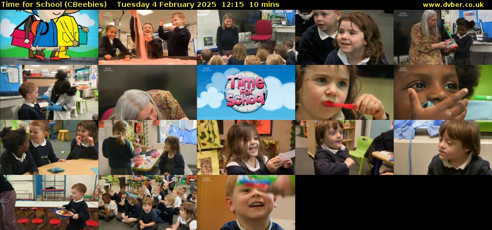 Time for School (CBeebies) Tuesday 4 February 2025 12:15 - 12:25