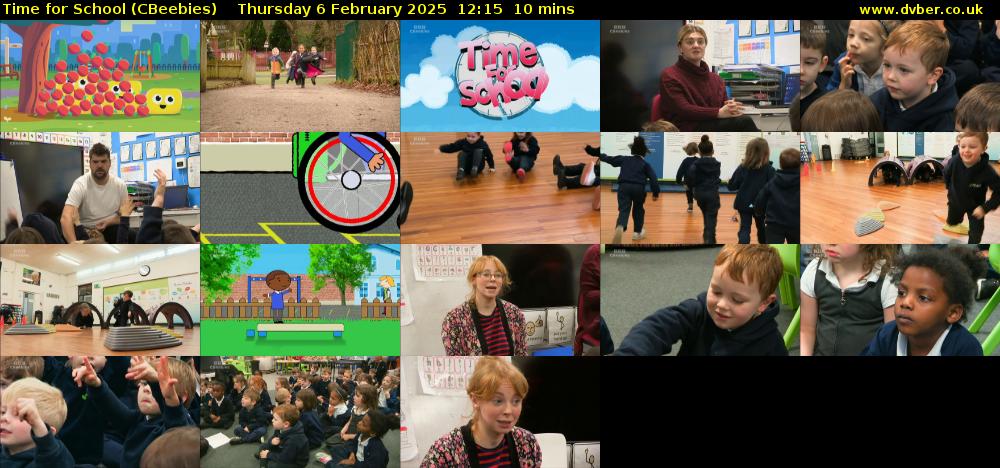 Time for School (CBeebies) Thursday 6 February 2025 12:15 - 12:25